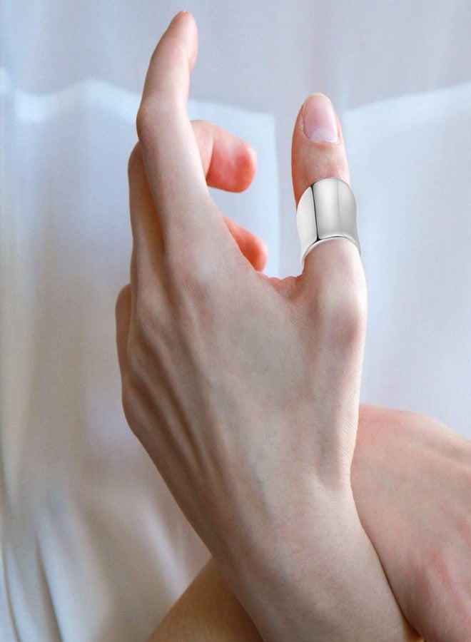HAIXIAN Sterling Silver Wide Band Ring, Classic Plain Chunky Statement Ring for Index Thumb Finger, Cocktail Party Jewelry (RIng_A, 7) - Image 4